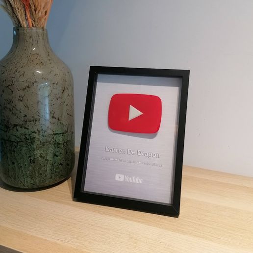 Play Button subscriber Award / plaque youtube