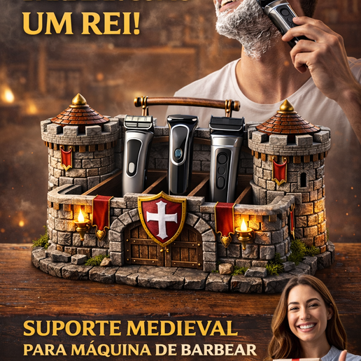 SUPORTE CASTELO MEDIEVAL PARA MÁQUINA DE BARBEAR
