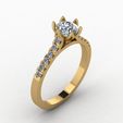 tulip-ring-yellow-gold.jpg Tulip setting round diamond ring STL  micro prong jewelry