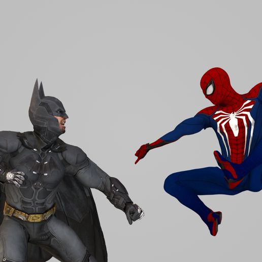 🦸‍♂️ Rocksteady Batman VS Insomaniac Spider-Man Statuette・ STL
