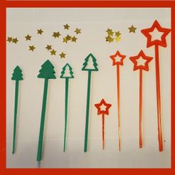 holiday picks 8.jpg Free STL file Holiday Party Picks and Swizzle Sticks・3D print model to download