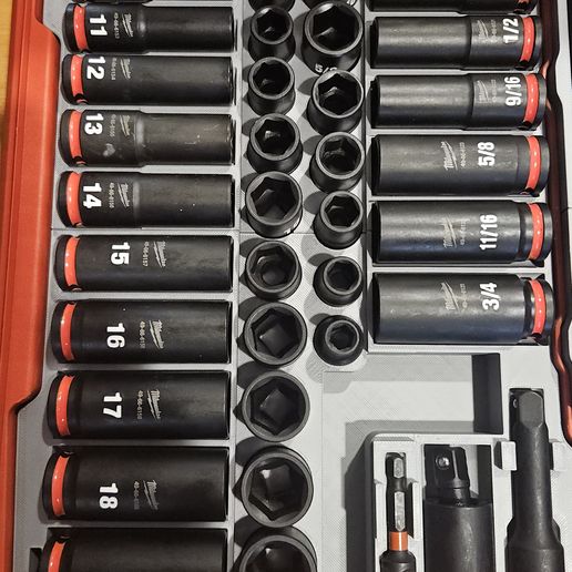 Milwaukee PAckout 11 Compartment SLim Left Side 43pc socket Tray
