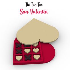 tic-tac-toe-corazon.jpg Free STL file tic tac toe corazón con cajita ( juego del cruz y circulo)・3D printing model to download