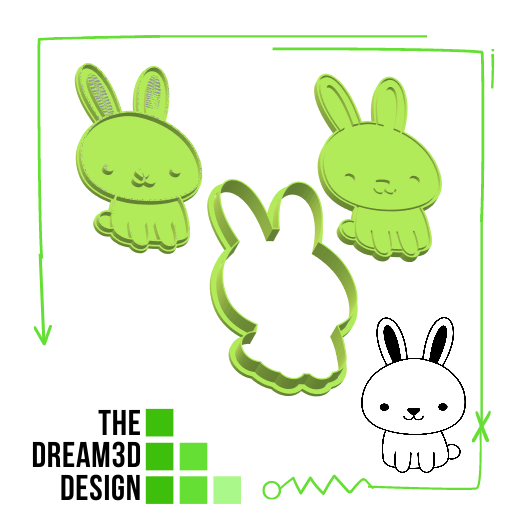 CUTE BUNNY CUTTER N DEBOSSER 3D model