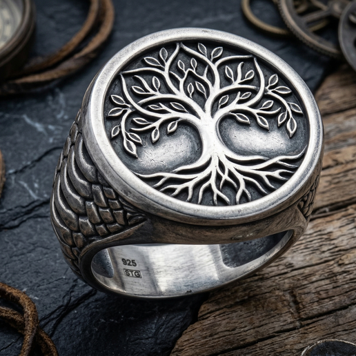 Yggdrasil Tree of Life Signet Ring