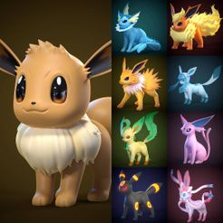 IMG_20211113_123221_618.jpg STL-Datei Eevee Evolutions Pack・3D-druckbares Design zum Herunterladen