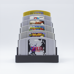 Nintendo-64-Cartridge-Stand-6-Slot-1.png STL-Datei Nintendo 64 Cartridge-Ständer (3er-Pack)・3D-druckbares Modell zum Herunterladen