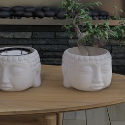 Buddha.jpg OBJ-Datei Buddha-Kopf-Planter-Topf-Statue-Kerzenhalter・3D-druckbares Design zum Herunterladen