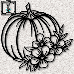 project_20230831_1112237-01.png Archivo STL Calabaza de otoño con flores arte de la pared Otoño decoración de la pared Decoración de Halloween・Plan de impresora 3D para descargar