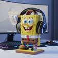 bob.png Support pour casque d'écoute Bob l'éponge 🎧 Ultimate Gamer Desk Accessory | Funny 3D Print STL File for Cap/Headset Holder | Best FDM Display Gift