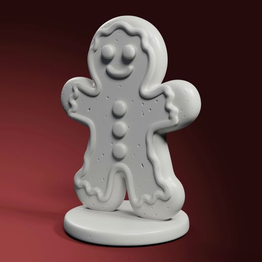 Gingerbread Man Christmas Figurine STL – Cookie Statue 3D Print