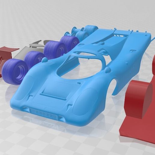 Porsche 917 Le Mans – STL Race Car Model with Separate Parts