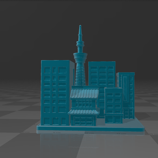 🏙️ MINI ORGANIZER - JAPANESE CITY | JAPANESE CITY MINI DESKTOP ORGANIZER - 3D model önizlemesi