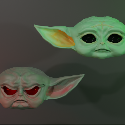 Baby Yoda and Darth Grogu Keychain 3D model