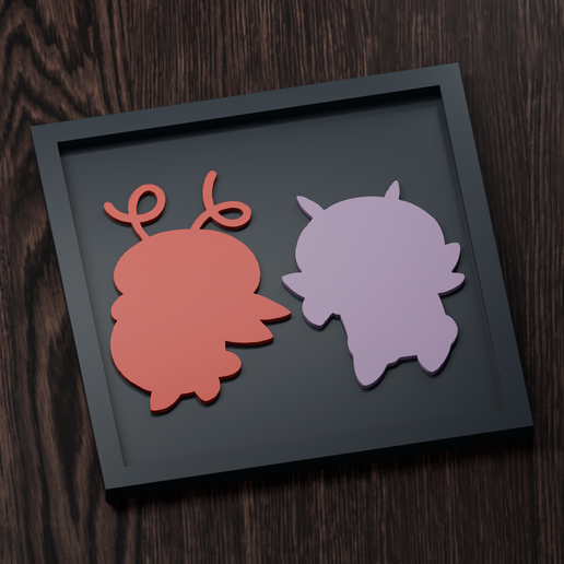 Volbeat & Illumise - Pokemon Silhouette Frame | Normal, Inverse & Scaled STL