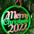 20221204_205141.jpg STL file Merry Christmas 2022 Ornament・3D printable design to download
