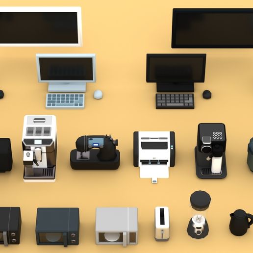 Electronics 3D Model Pack | STL Printable Miniature Tech Devices | Dollhouse Props