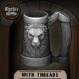 02.jpg Fichier STL gratuit Mugs mythiques - Lion's Brew - Porte-canette / Conteneur de stockage・Objet imprimable en 3D à télécharger