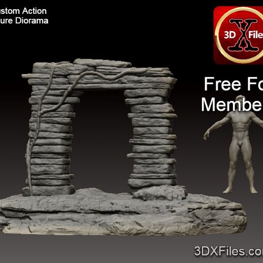 Ancient Rock Archway - Action Figure Diorama - 3D Print File STL