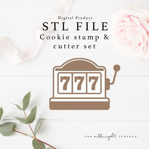 Casino Jackpot 777 Slot Pokie Machine Cookie Cutter + Stamp - 3D model önizlemesi