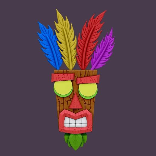 👹 AKU AKU - CRASH BANDICOOT MASK WITH WALL HANGS・ STL File