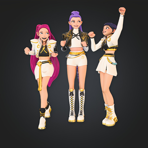 k-pop-demon-hunter-1.png K-Pop 《猎魔人鲁米》和《佐伊和米拉》3D 角色 3D 可打印模型