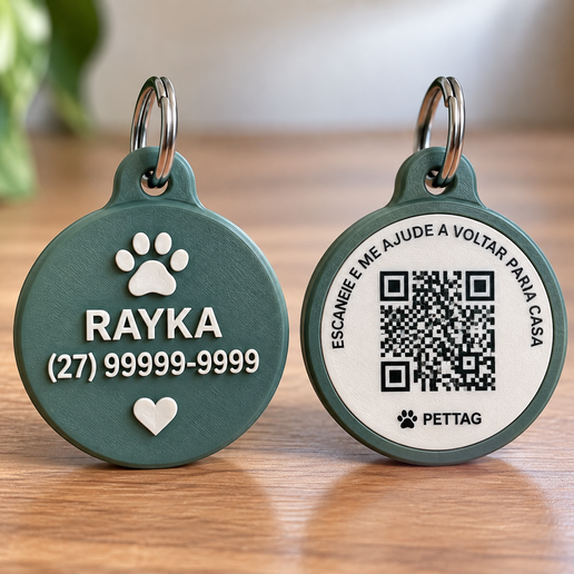 PETTAG QR Code Parametric Pet ID Tag | Customizable STL + 3MF + SCAD