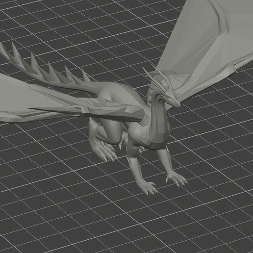 Dragon — Low-Poly Flying Dragon Statue, 3D Print Model