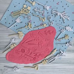 IMG_3584.jpg Fichier STL Set de tampons Fleurs Branches Vase Bouquet Petites Fleurs Feuilles Tampon Cookies Cookies Cookies Tampon・Modèle pour imprimante 3D à télécharger