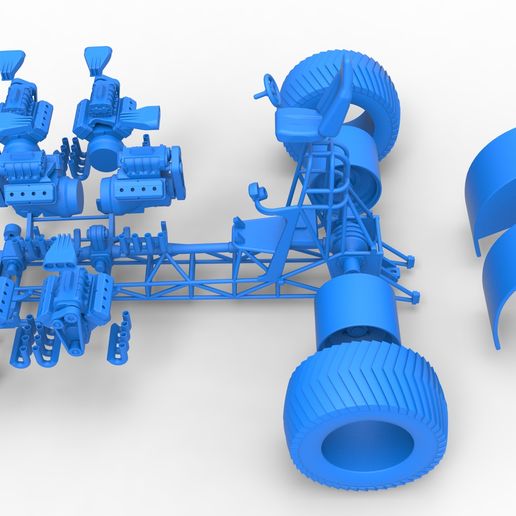 69.jpg Diecast Pulling tractor with 6 engines V8 Version 2 Scale 1:25