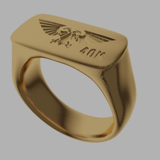 Warhammer 40k Imperial Aquilla MINIMALISTIC OVAL SIGNET RING 3D model