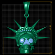 D.png Pendentif en forme de crâne de liberté couronné de rubis - Modèle imprimable en 3D
