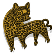 Leopardo3.png Aztec Smiling Leopard in 3D: Majestic and Mysterious with High Relief Spots