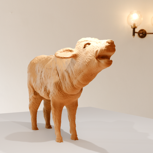 cow calf look up mouth open stl 3D model