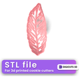 Long-tropical-leaf-cookie-cutter-8.png Long tropical leaf COOKIE CUTTER - SUMMER TROPICAL COOKIE CUTTER STL FILE