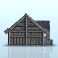 8.png Medieval house with terrace and thatched roof (1) - Warhammer Age of Sigmar Alkemy Lord of the Rings War of the Rose Warcrow Saga