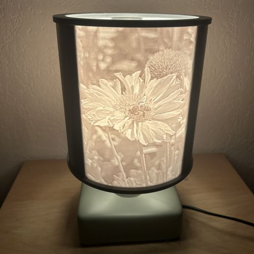 Lithophanie Abeille Apiculteur + Support Dia 160 E14 3D model