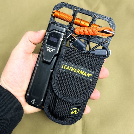 Car Armrest MOLLE Panel STL File | 102 x 178 mm | Digital Download | Gear Organizer