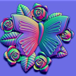 3ZBrush-Document.jpg butterfly with flower