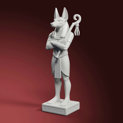 Anubis Statue Figurine STL – Egyptian God 3D Print – Jackal Deity for Shelf Display