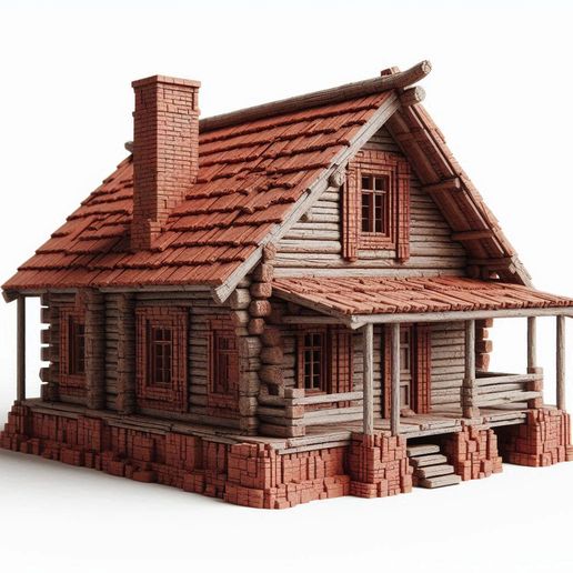 Abandoned House Ruins Detailed Scale Model