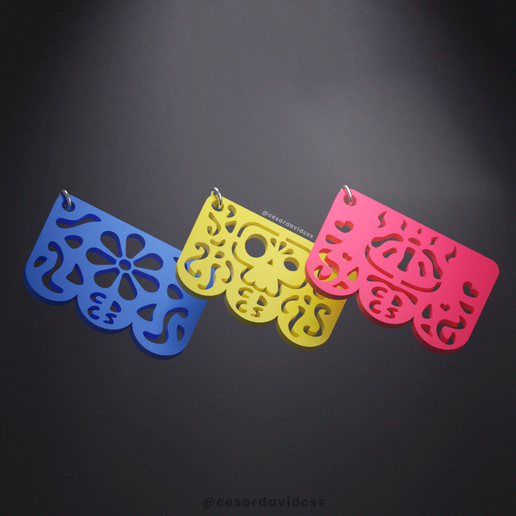 Dia de muertos Papel Picado keychain / key chain