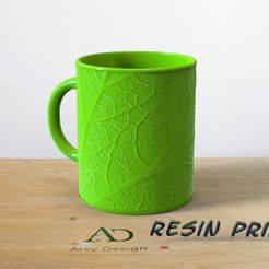 Mug-résine-nervure-feuille-vert.jpg Fichier STL Decorated Mug - Mug décoré・Objet imprimable en 3D à télécharger