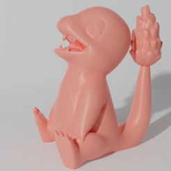 char 3.png STL file Charmander sitting (Part of the charpack, and evopack, read description)・3D print design to download, ShadowBons
