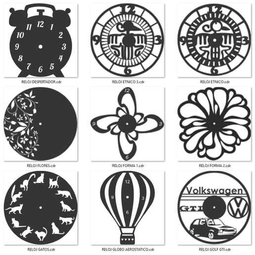 ⌚ Pack Vectores Corte Laser - 140 Relojes Calados・Archivo 3D para ...