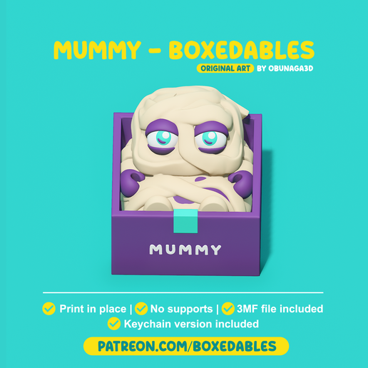 👻 Mummy - Boxedables [Original Art]・ STL File for 3D printing・Cults