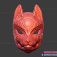 Kitsune_Fox_Mask_3D_print_file_01.jpg Japanese Fox Mask Demon Kitsune Cosplay Mask, Helmet 3D Print Model