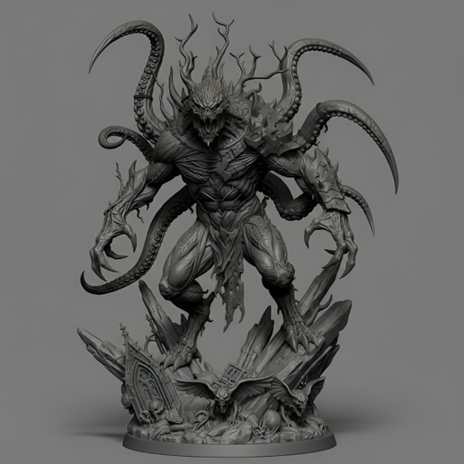 Abyssal Tentacle Demon  Dark Gothic Monster Statue  Single STL Ready to Print