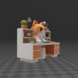 Gatito-con-escritorio-stl-6.png FREE! 🐾 Kawaii Cat with Desk and Bookshelf | STL FREE / Free Model