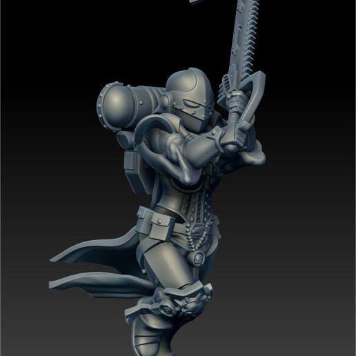 nun of battle with big chainsaw 3D model